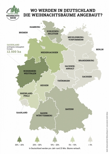 Infografik Weihnachtsbaum-Anbaugebiete in Deutschland © Kollaxo